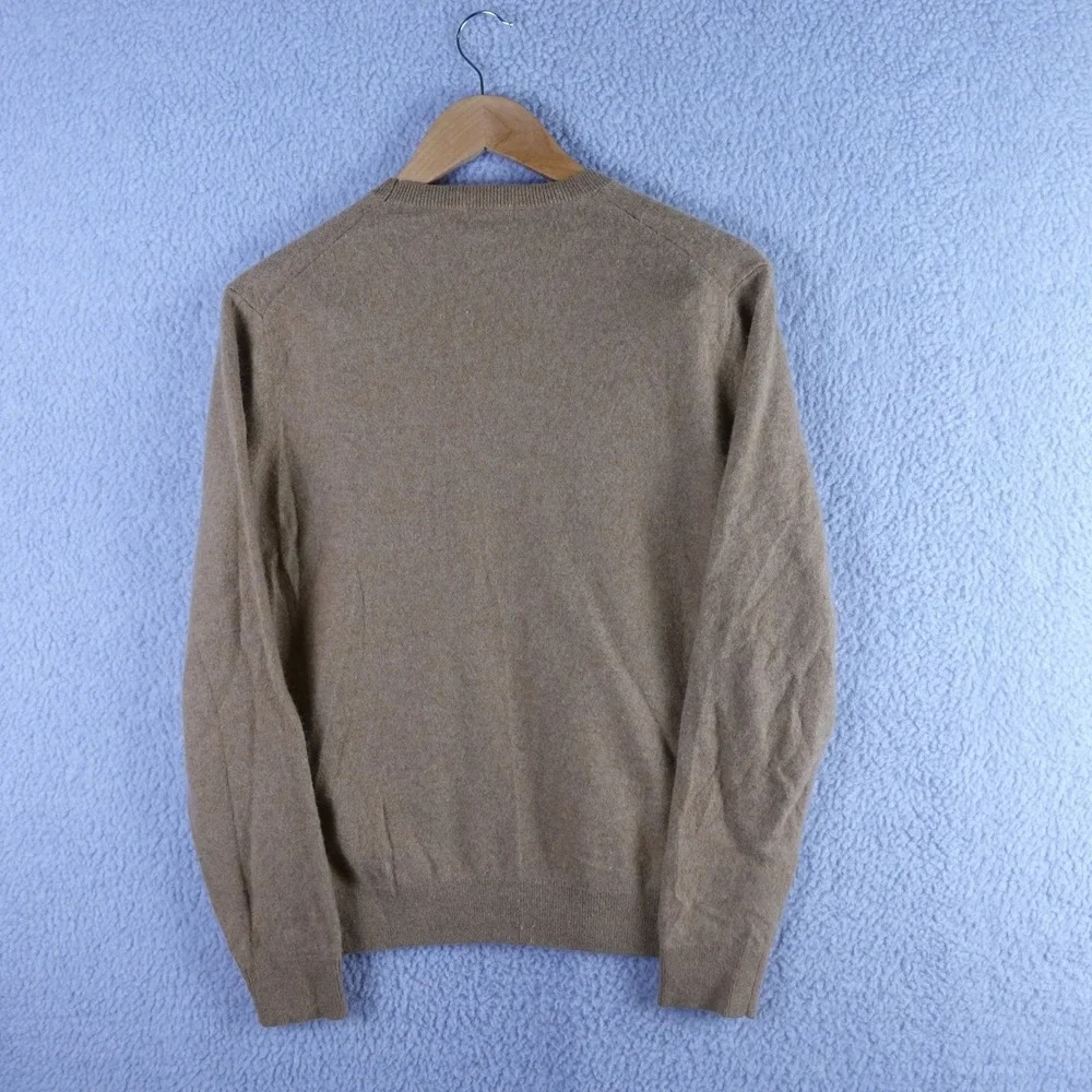 Uniqlo Mens 100% Cashmere Crew Neck Sweater Camel Tan Brown Large‎ Quiet Luxury
